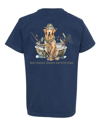 Dog in Boat Youth Southern Down Outfitters Short Sleeve Tee