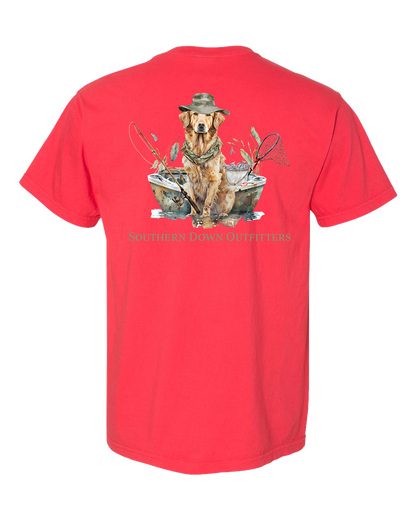 Dog in Boat Southern Down Outfitters Mens Short Sleeve Tee
